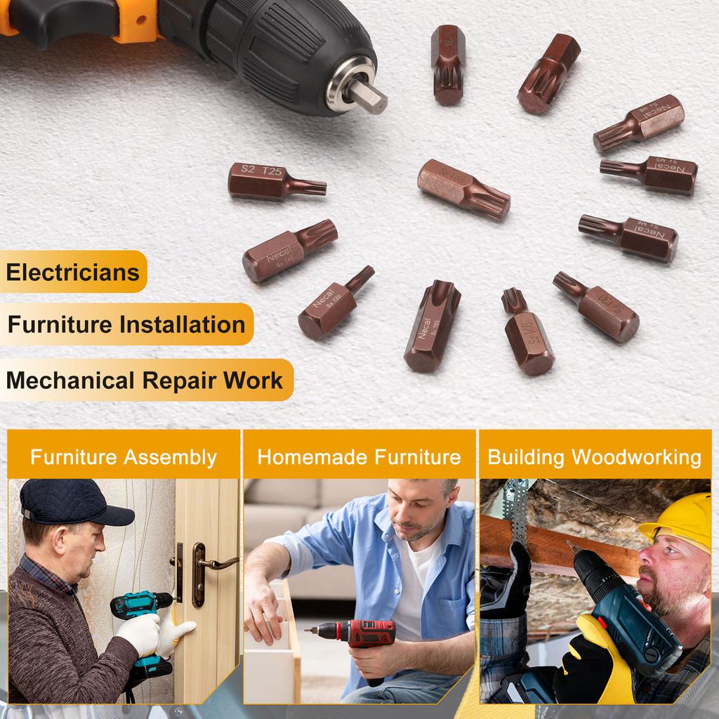 T20 T25 T27 T30 T35 T40 T45 T50 T55 M5 M6 M8 M10 M12 Torx Screwdriver Bit Hex Shank 30mm S2 Steel Security Tamper Proof Head Bit