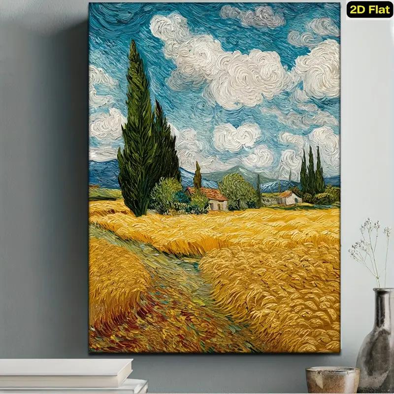 No Framed Canvas Painting - Van Gogh Wheat Field with Cypresses 21X30CMNo Framed