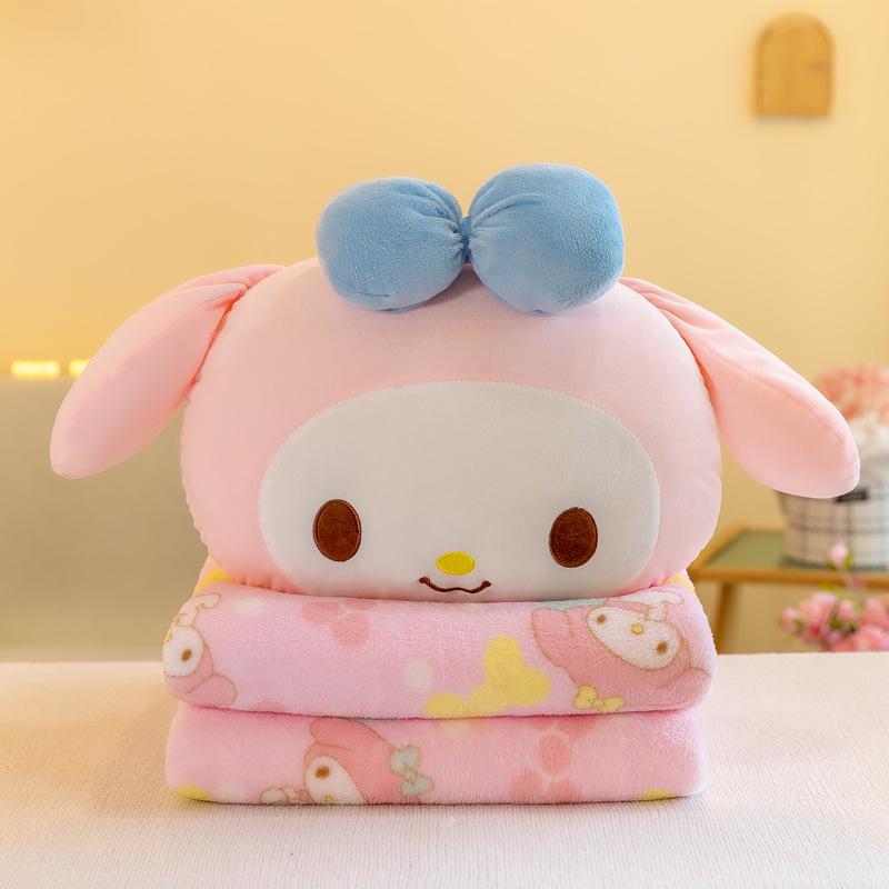 Cute Cartoon Pillow Blanket 2 In 1, Plush Soft Fleece Travel Throw, Cozy Unfoldable Comfort for Kids Adults, Gift Idea for Anime Lovers 160*110cm