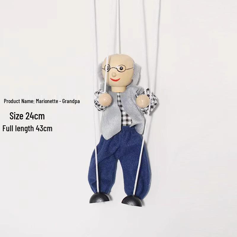 Grandparent-Child Interactive String Puppets: Engaging Storytelling with Movable Joints Grandpa String Puppet
