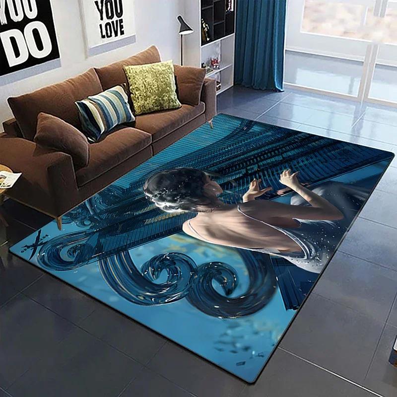 Colorful Music Guitar Melody 3D Printed Carpets for Living Room Non-Slip Area Rug Bedroom Bedside Home Decor Polyester Floor Mat