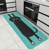 1Pcs Anti Fatigue Kitchen Rugs, Lazy Waist Cat Print Waterproof Non-Slip Thick Cushioned Kitchen Mat Heavy Duty Comfort Standing Mat for Kitchen