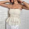 Summer Dress Set Vacation Style Slim Fit Sexy Crop Top with Ruffles High Waist