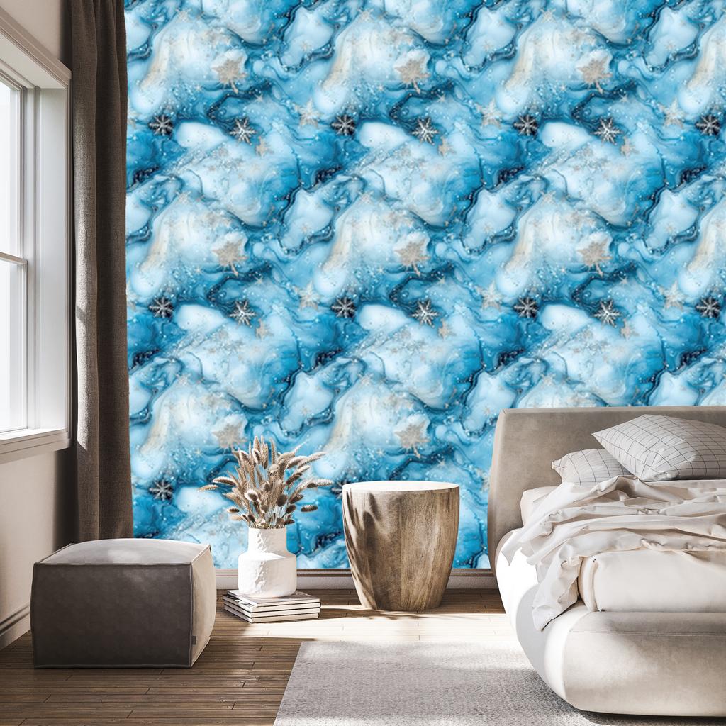 Ink Wallpaper Turquoise, Celadon and Azure for Living Room and Bedroom 50x1000