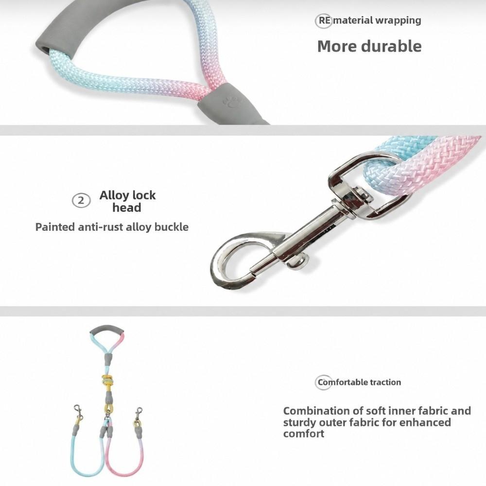 1.2cmx0.8M+1.0cmx0.6M Multi Colors Double Dog Leash Lightweight Dual Pet Leash Outdoor Travel