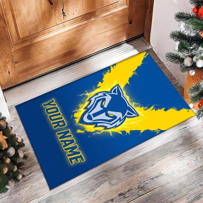 Warrington Wolves Crystal Velvet Rug, Custom Name Text Personalized Non‑Slip Floor Mat for Home Decor Gift