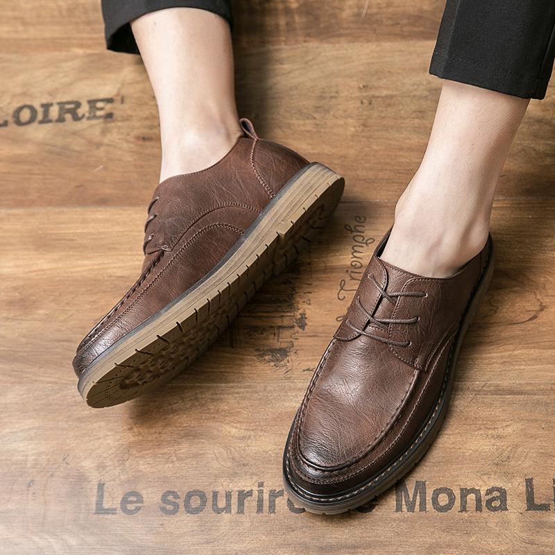 2024 New Arrival Sports Men's Leather Casual Shoes Casual Luxury Lace-Up Oxford Shoes Comfortable Office Outdoor Walking Shoes