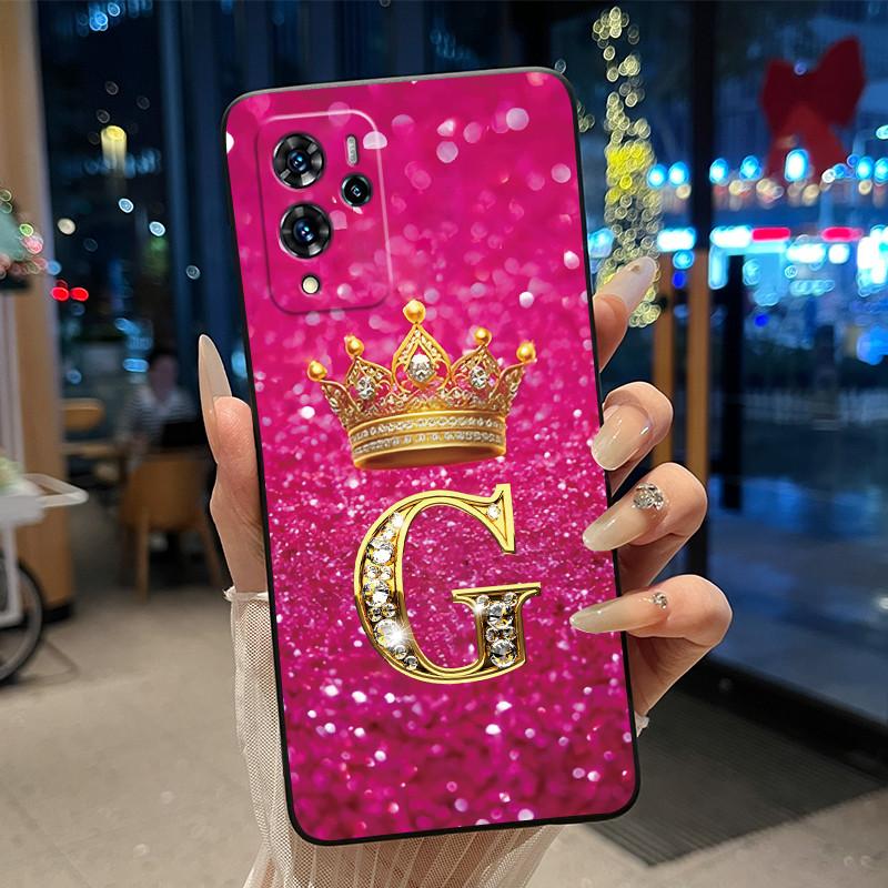 Crown Initial Letter Couple Phone Case For ZTE Blade V40 Pro/ZTE 9046 Soft Silicone Black Case Shockproof Shell ZTE 9046 Casing