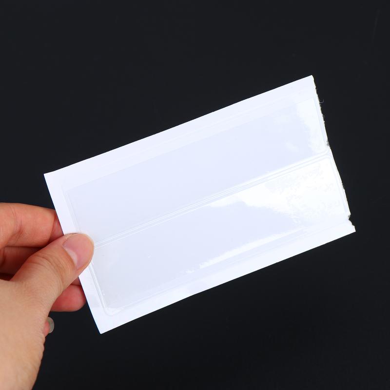 10Pcs Clear Self-Adhesive PVC Shelf Tag Pockets Removable Label Holders for Home Drawer Closet Organizing
