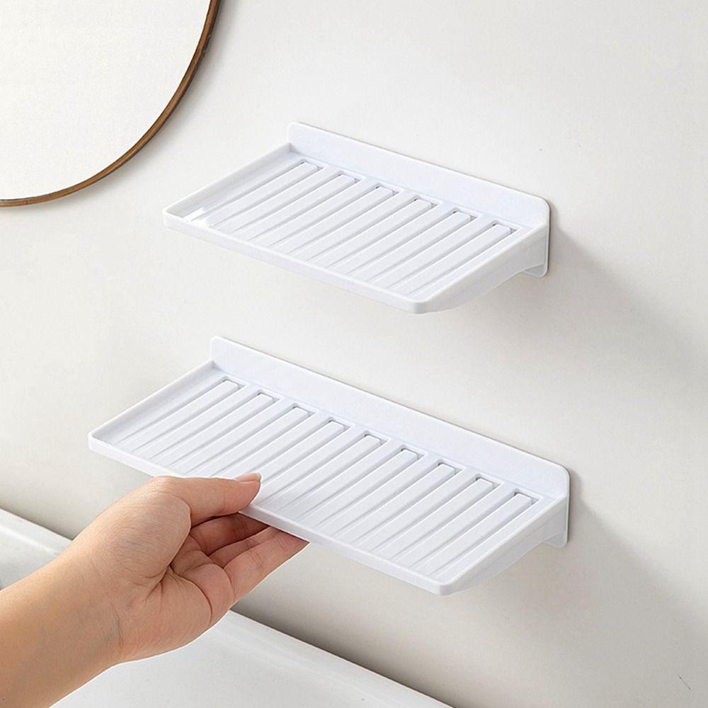 Prateleira de Banheiro Montada na Parede Rack de Armazenamento para Chuveiro Branco Organizador Porta Shampoo Cosméticos Organizador de Banheiro Cozinha