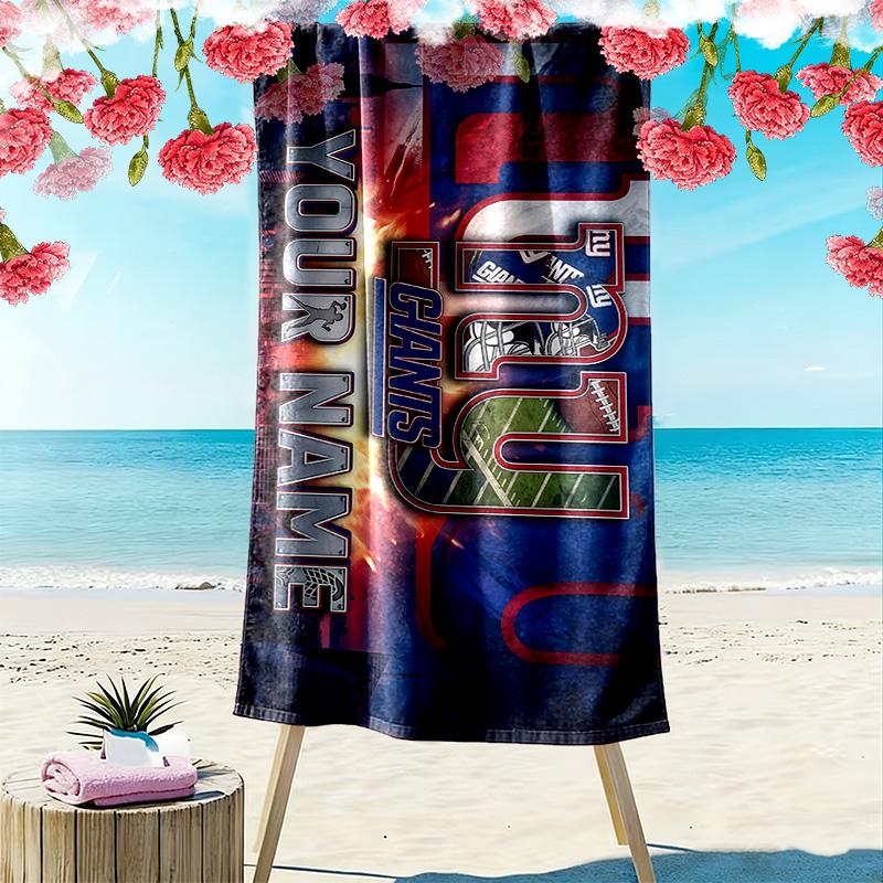 New York Giants Print Beach Towel, Large Soft Quick Dry Towel for Beach Camping Swimming
