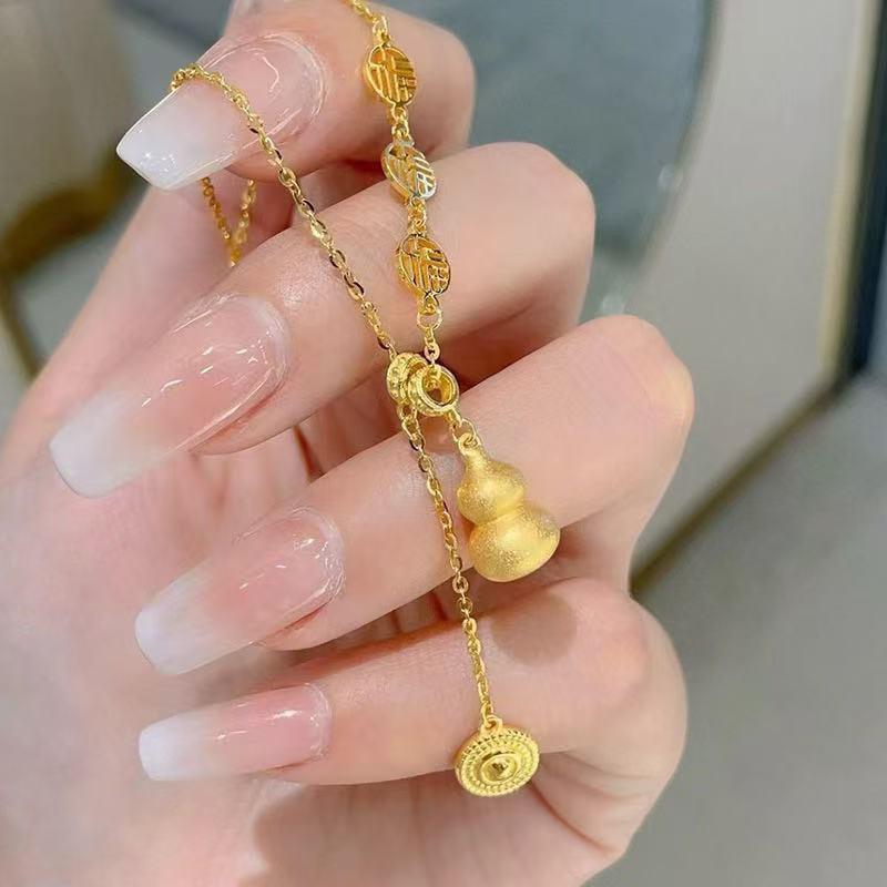 Gourd Necklace Chinese Style Retro Minimalist 3D Glossy Pendant 1Pc Charming Jewelry for Graduation Gift for Students