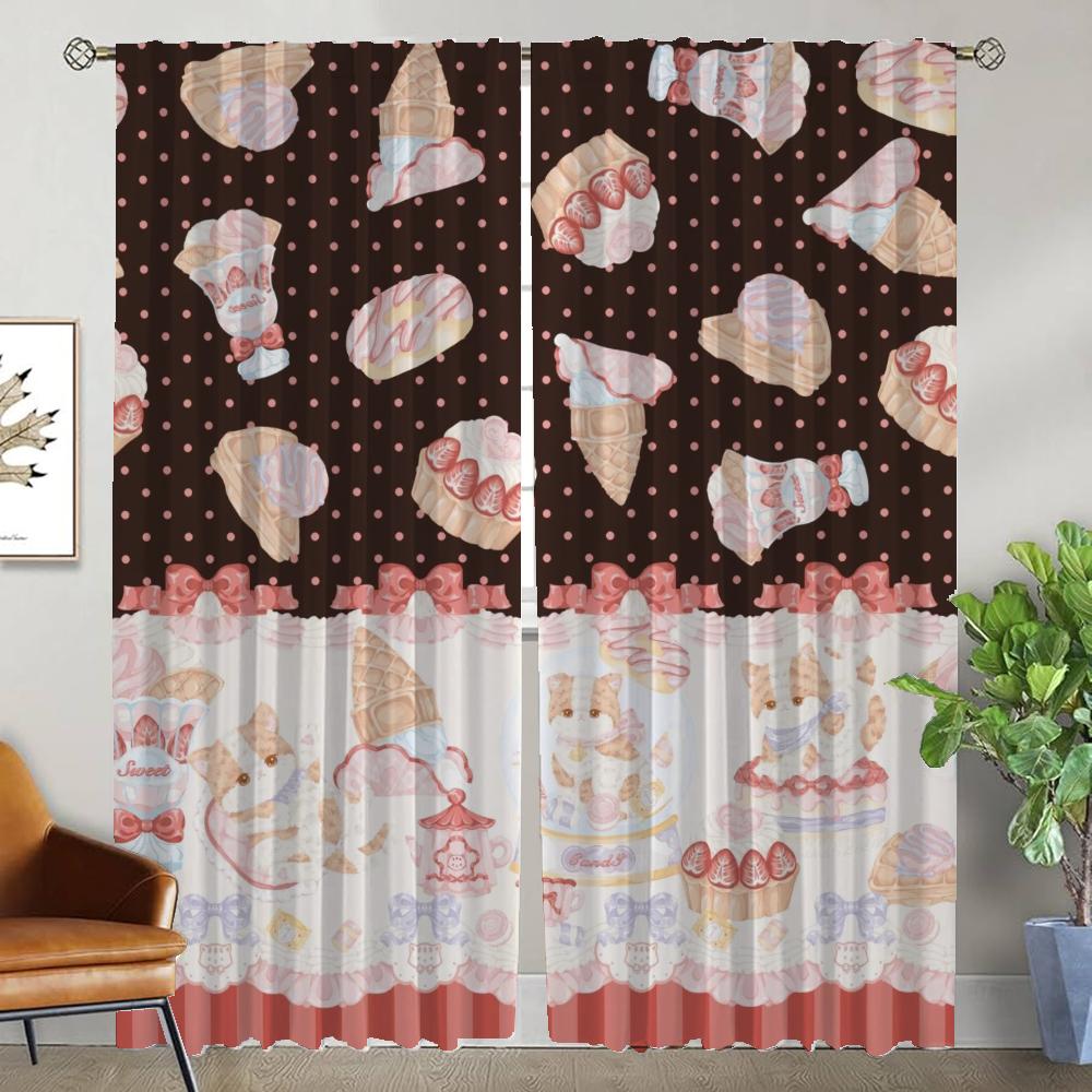 

Элегантные шторы для гостиной, милый плюшевый мишка, украшение на Хэллоуин, тюль для окна, для спальни, перегородка, кухня W50xH70cmx2pcs-CL