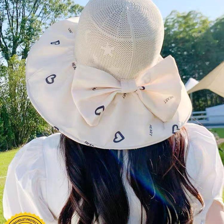 Sunscreen Summer Fisherman's Hat Sunshade Hat Black Glue UV Sun Hat Bow