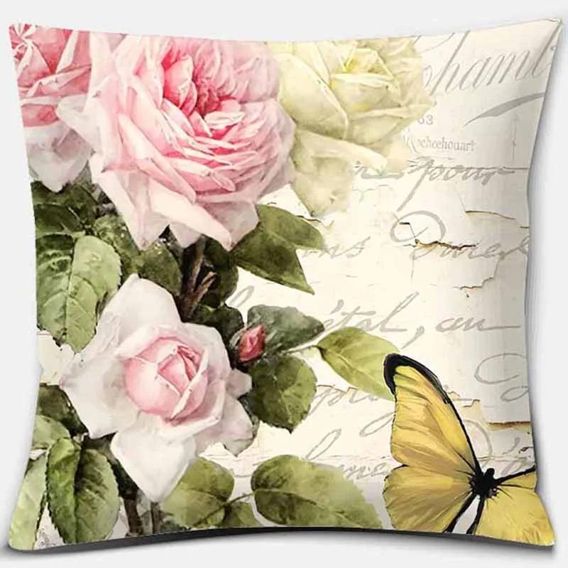 Vintage Flower Pattern Decorative Pillowcase Cushion Pillowcase Bedding Decoration
