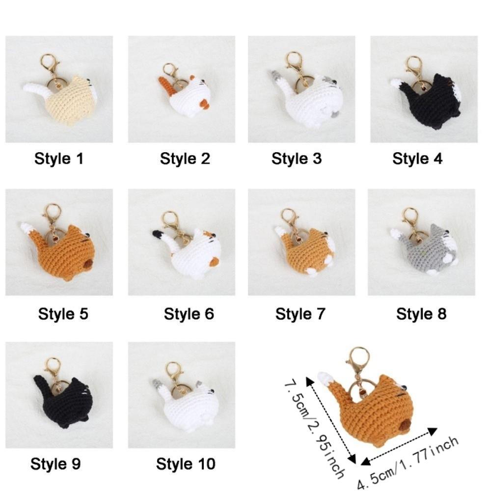 Multi-color Crochet Kitten Keyrings Cartoon Knitted Cat Keychain Cat Crochet Keychain Gift