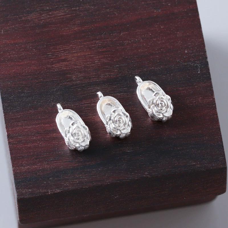 S925 Sterling Silver Handmade Versatile Pendant with Rose Embroidery Shoe Accessory