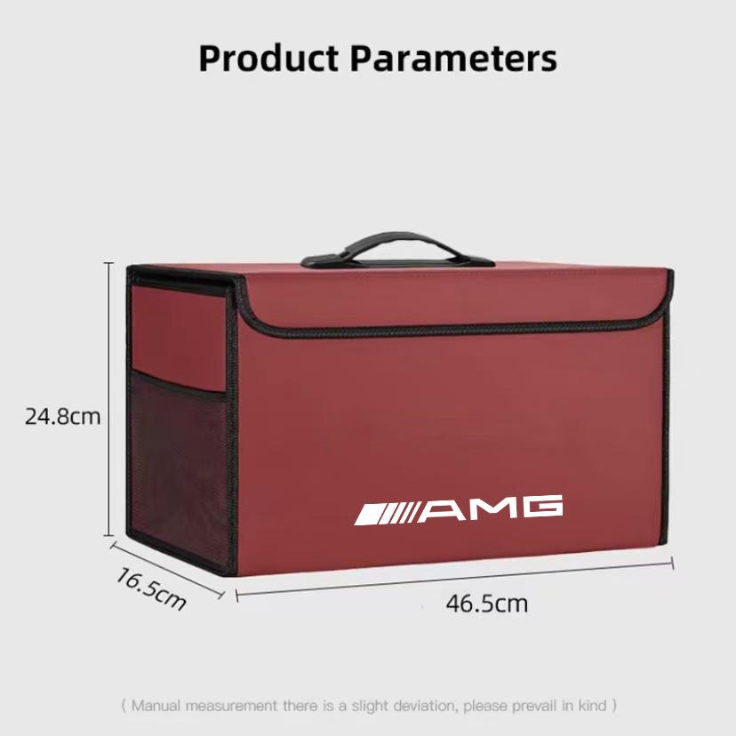 AMG Car Badge Stickers Leather Storage Box Foldable Storage Organizer Accessories  For Mercedes Benz A B C E G CLA W203 W204C260