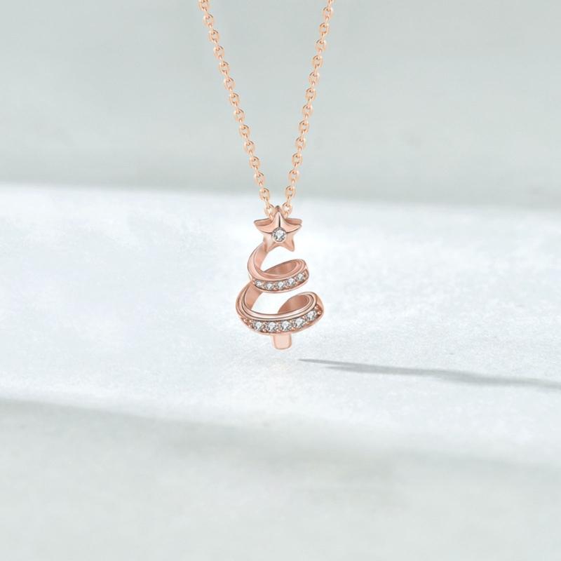 Stylish Fashion Necklaces Christmas Tree Pendant Necklace Neck Jewelry Alloy Material Suitable for Fashionable Lover