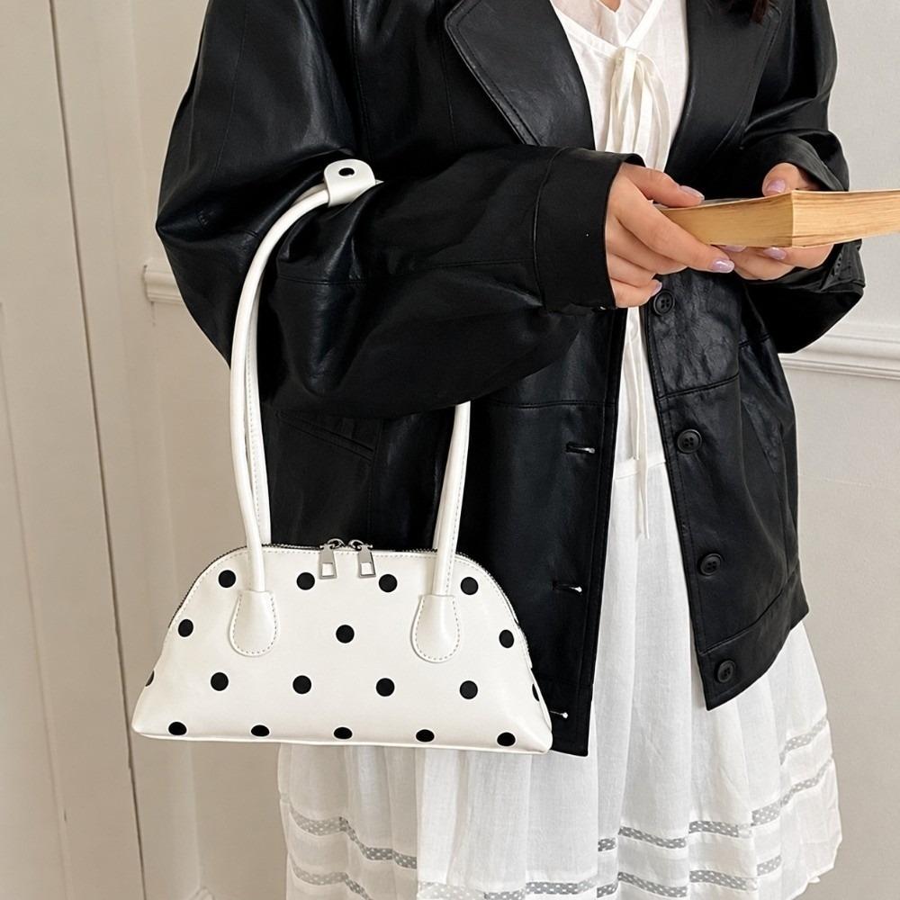 Sweet Polka Dot Shoulder Bag Lightweight Commuting Bag Cute Leather Underarm Bag Party