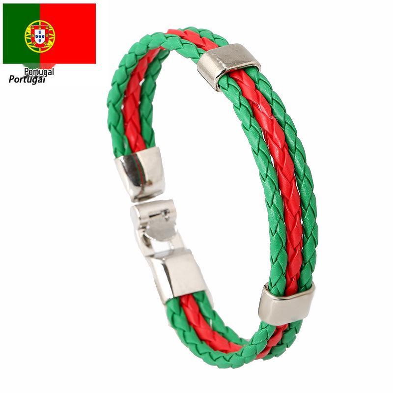 Nationalflaggenfarben PU-Leder-Geflechtarmband - Weltcup-Edition