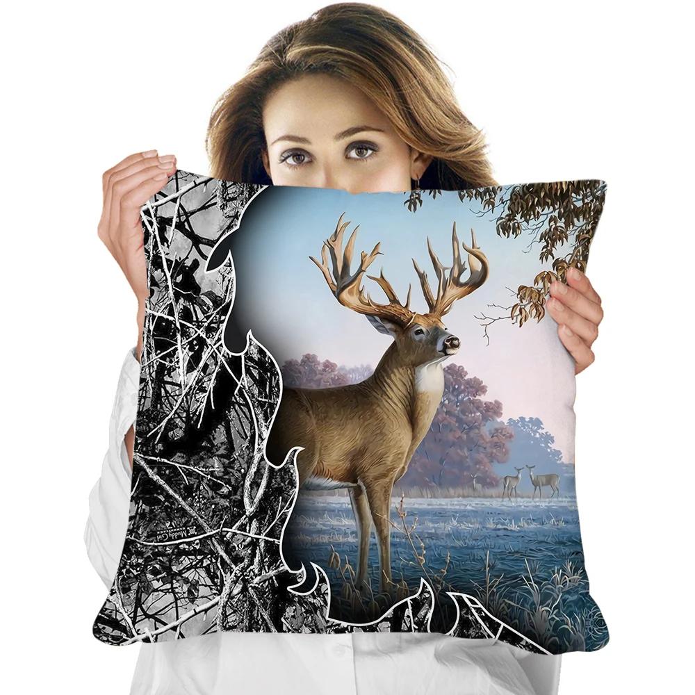 Animal Pillowcase Beautiful Wild Boar Hunting Reversible Printed Cushion Cover Home Fun Throw Pillow