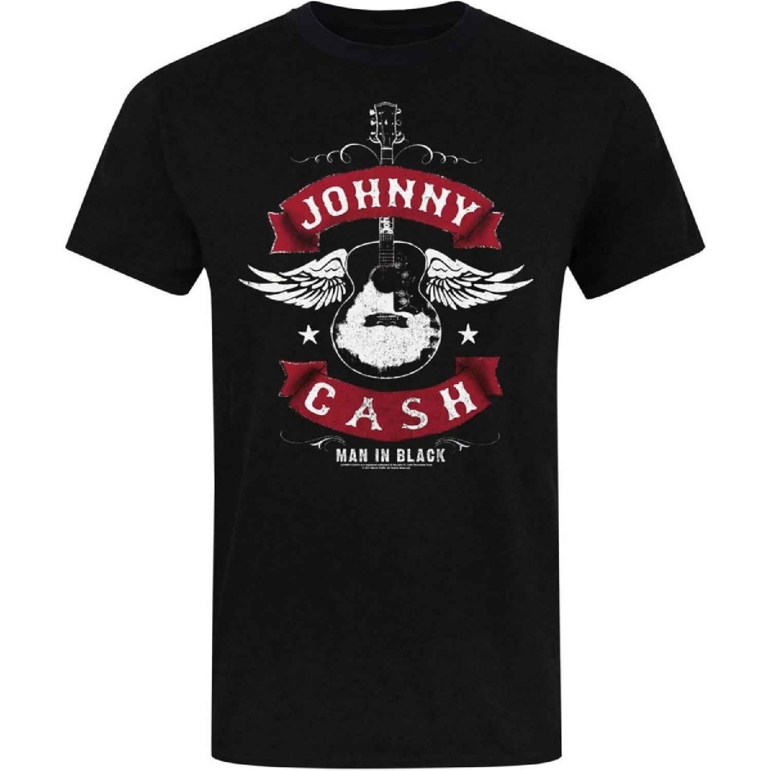 Johnny Cash Men s Winged Guitar Slim Fit T-shirt Large Black S