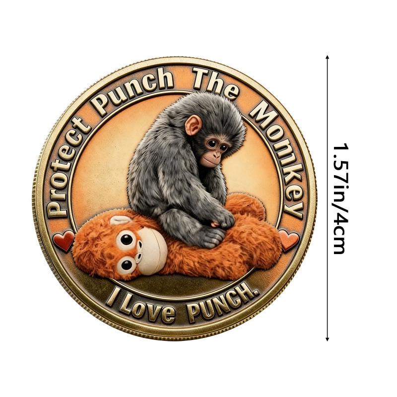 

Prote Protect Punch Monkey Coin 3D Embossed Commemorative Figurine Metal Collectible Souvenir Household Decoration Kids Adults Gift