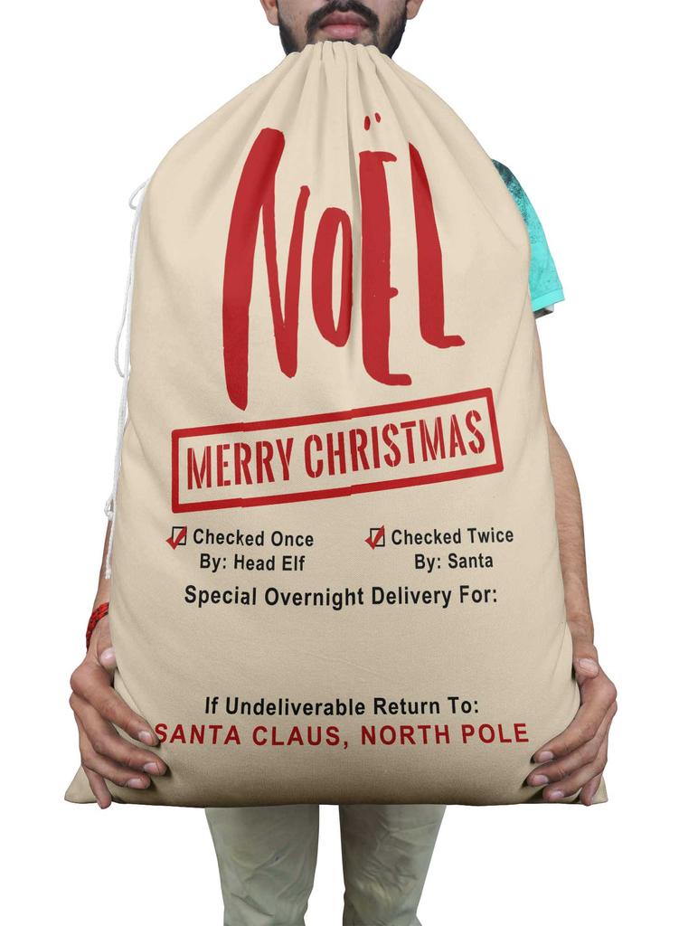 Printtoo Pack Of 2 Drawstring Special Delivery Extra Large Size Christmas Sack Re-Usable Xmas Present Storage 27x20 Inch