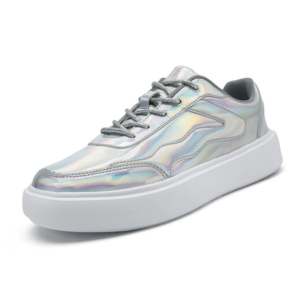 Outdoor Men's Sneakers Comfortable Leather Men's Platform Shoes Casual Lace-up Vulcanized Shoes Black White Walking Shoes