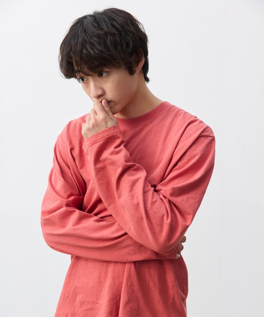 Peullabijeum Men Plain Relaxed Long Sleeve T-Shirt - Red