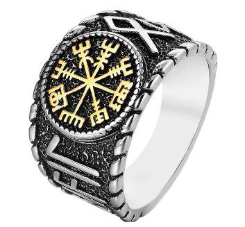 Mythical Viking Compass Ring For Men Norse Rune Finger Ring