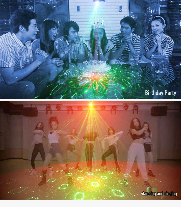 UV6 Mini Laser KTV Stage Light - Colorful Strobe & Patterns