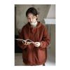 Damen Kapuzen-Fleecejacke Dünn gefüttert Locker geschnitten Einfarbig Lässig Koreanische Mode Frühling Herbst Sweatshirt