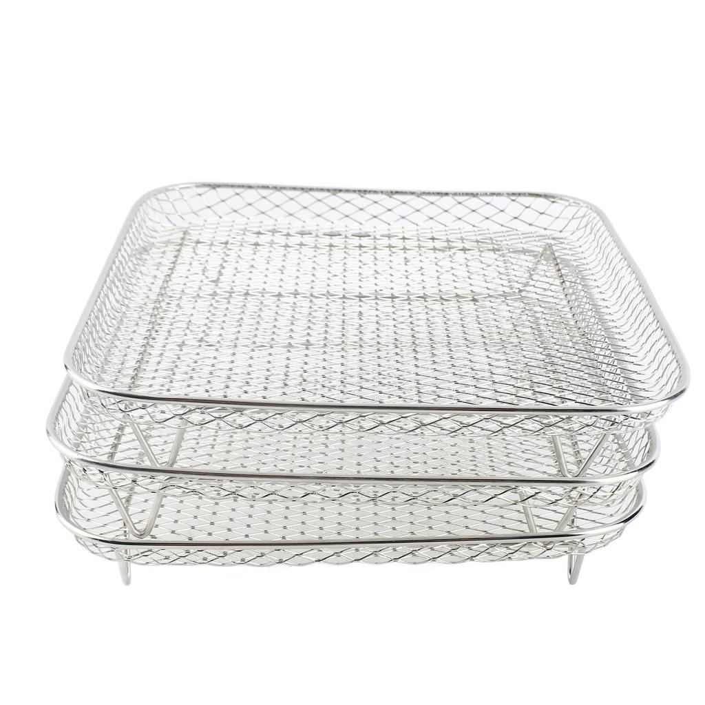 3 Layer Square Fryer Rack Dishwasher Safe SUS304 Stainless Steel Fryer Grilling Rack Accessory