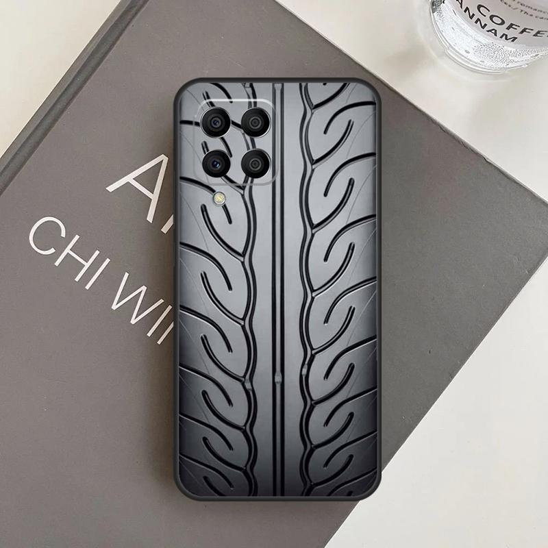 Black Tire Tyre Tread Texture Case For Samsung Galaxy M15 M35 M55 M56 M36 M16 M06 M31 M13 M33 M53 M12 M32 M52 M14 M34 M54