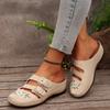 Large Size One-character Slippers Summer Roman Shoes Wedge Heel Platform Sandals Embroidered Flower Cool Slippers