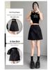 Gray Women's A-Line Midi Skirt with Elastic Drawstring Waist - Summer 2025 Anti-Exposure Workwear Style