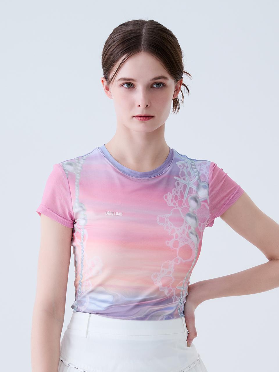 Road Roar Pearl Print Short Sleeve T-Shirt Pink Pink/S