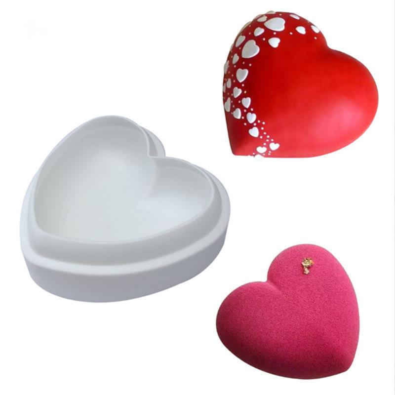 1 Pc White Big Love Mousse Silicone Cake Mold, Baking DIY Chocolate French Dessert Mold Fondant Tool