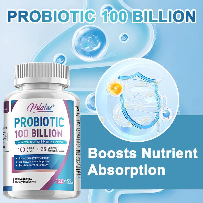 100 Billion Probiotic Dietary Supplement - Improves Digestion, Supports Immune Response - 120 Capsules - Vegetarian