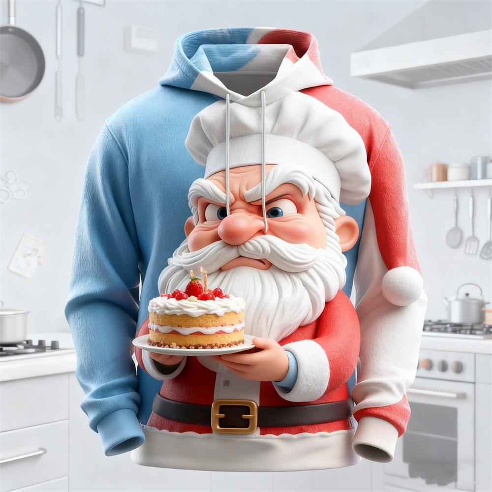 3D Funny Santa Clause Printed Men's Hoodies Loose Long Sleeve Hooded Sweatshirts Autumn Kids Christmas Festival Party Clothing