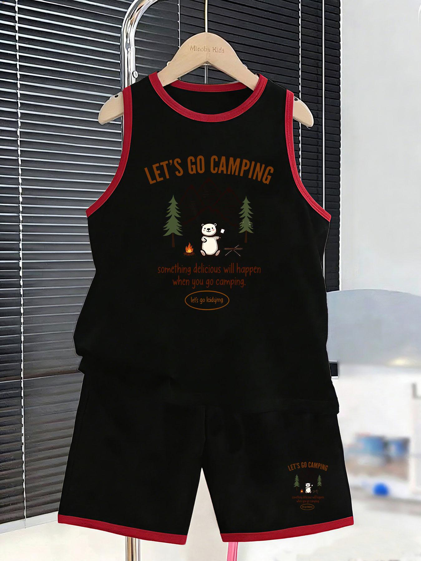 

Boys’ camping bear 2-piece set. Soft breathable material, cute prints, comfy for camping & daily wear. 2-3Y чёрный