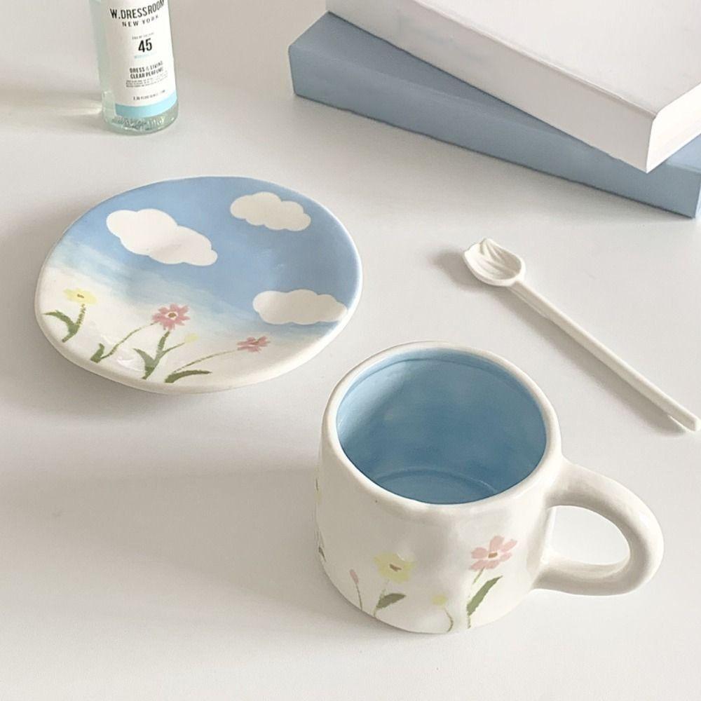 Hand Pinched Milk Mugs Ceramic Milk Tea Cup Ins Korean Style Oatmeal Breakfast Mug  Kitchen