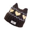 Fair Island wind jacquard cat ear knitted pullover hat for children, thickened warm atmosphere in autumn and winter, versatile and small face