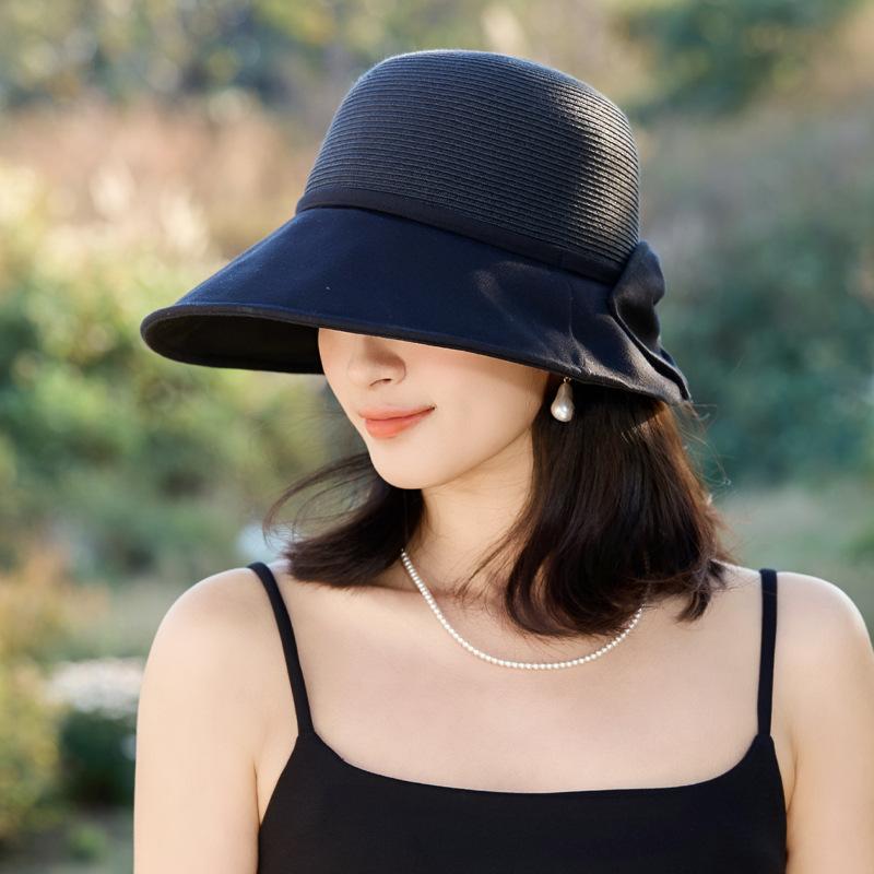 

Summer hat women s sunshade sunscreen hat summer sun hat bow fashion bucket hat One Size