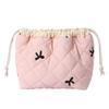 Ladies' Cotton Makeup Bag Embroidered Drawstring Storage Bag Travel Cosmetic Bags Large Capacity Hanging Toiletry Storage Bag