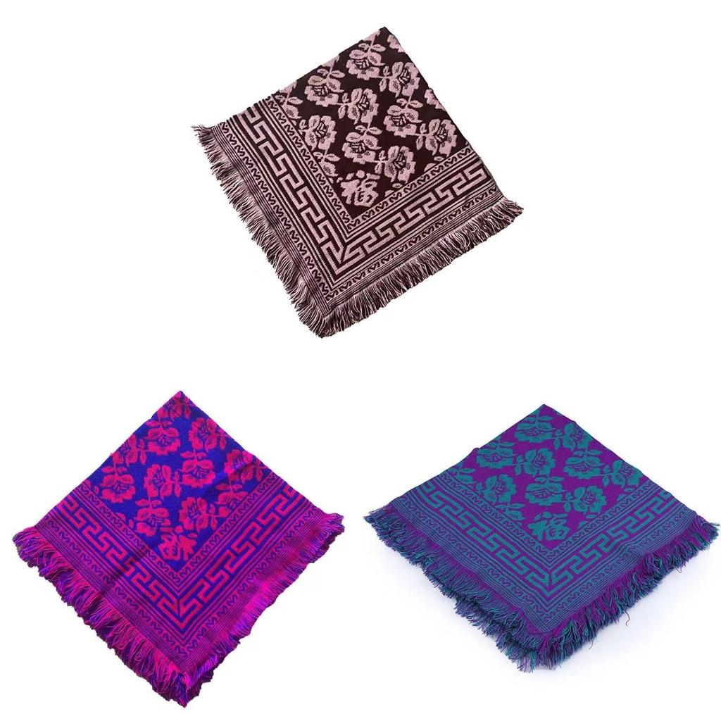 Ethnisch Stil Damen Quadratisches Tuch Mit Blumenmuster Warmes Winteraccessoire Für Damen Mittleren Alters