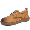 Spring and summer new men's shoes leather trendy breathable versatile soft leather soft sole wide head thick sole casual leather shoes men