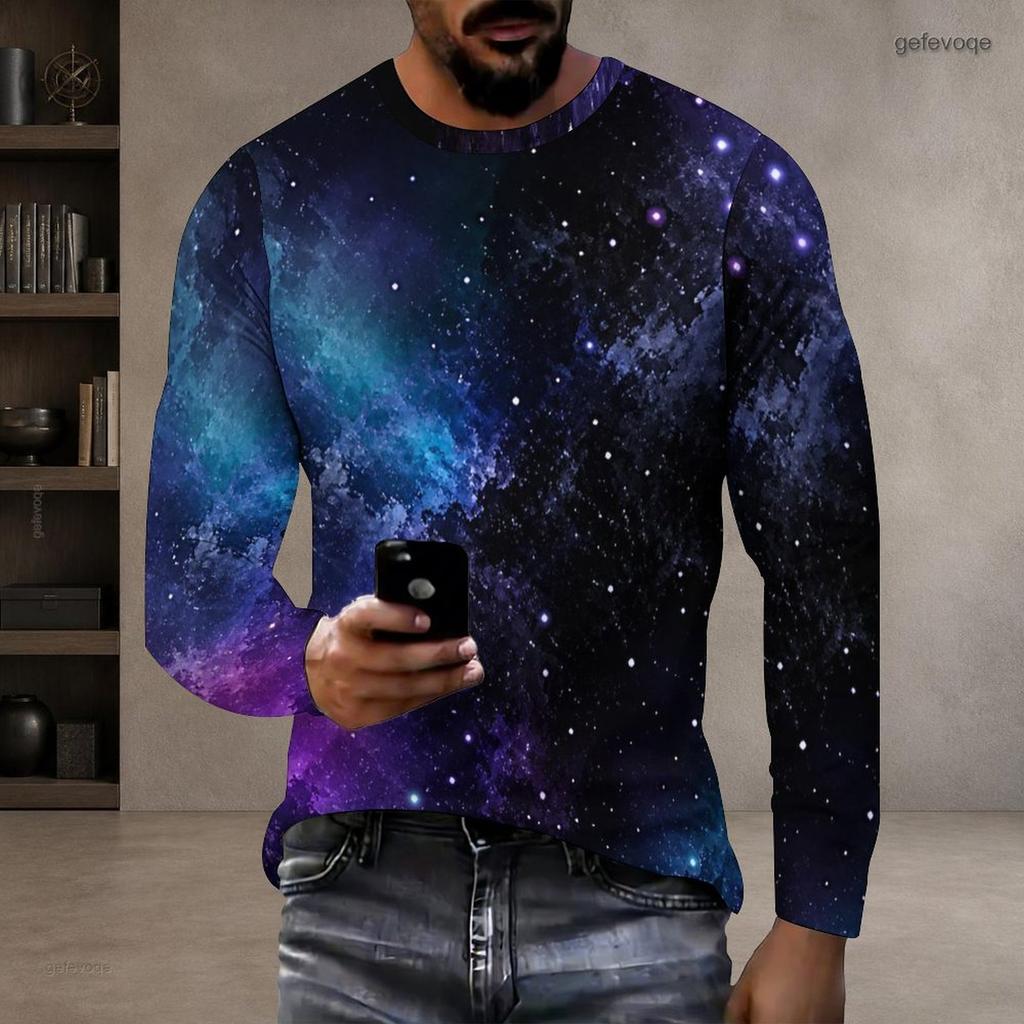 Men Plus Size Crew Neck Long Sleeve Shirt Black Gothic Skull Cross Lion Graphic Casual Street Style Top
